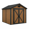 Abri de jardin en résine marron et noir avec toit double pente