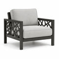 Fauteuil de jardin en métal avec coussins en tissu gris