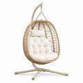 Fauteuil suspendu en rotin synthétique avec coussin beige
