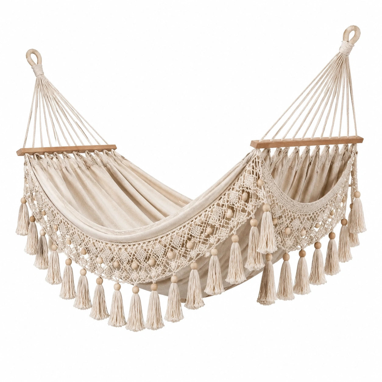 Hamac en coton macramé crème 200 cm