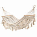 Hamac en coton avec macramé et franges 200x150 cm écru