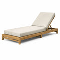 Chaise longue en bois avec coussin en tissu beige