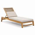 Bain de soleil en bois avec dossier réglable et coussin beige