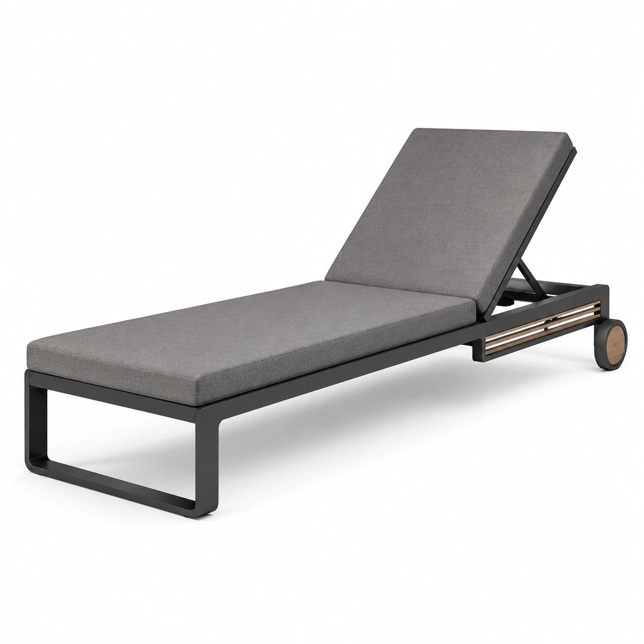 Chaise longue en aluminium et tissu polyester gris