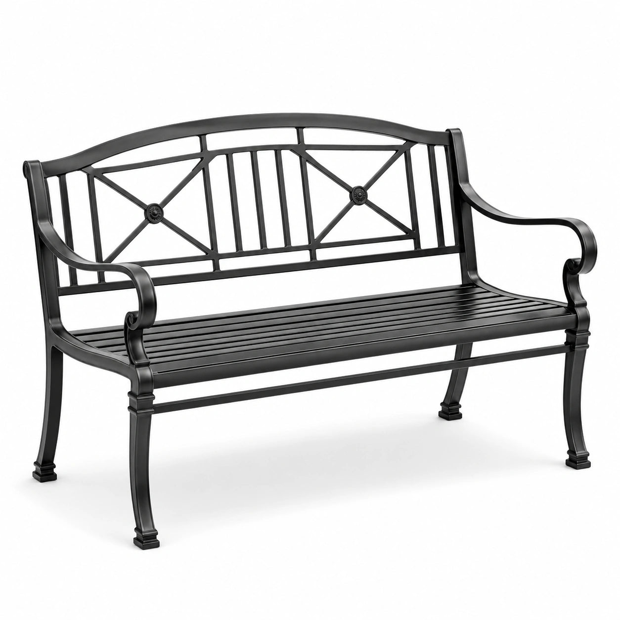 Banc en métal noir pour extérieur 128 cm