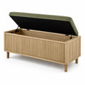 Banc de rangement en chêne avec couvercle en tissu vert 120 cm