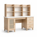 Bureau en bois de chêne avec étagères et tiroirs