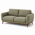 Canapé 2 places en tissu lin polyester avec structure en bois vert 180 cm