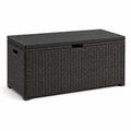 Coffre de rangement en résine tressée noire avec couvercle en polypropylène 120x60x50 cm
