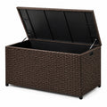 Coffre de rangement en rotin synthétique brun 120x60x60cm