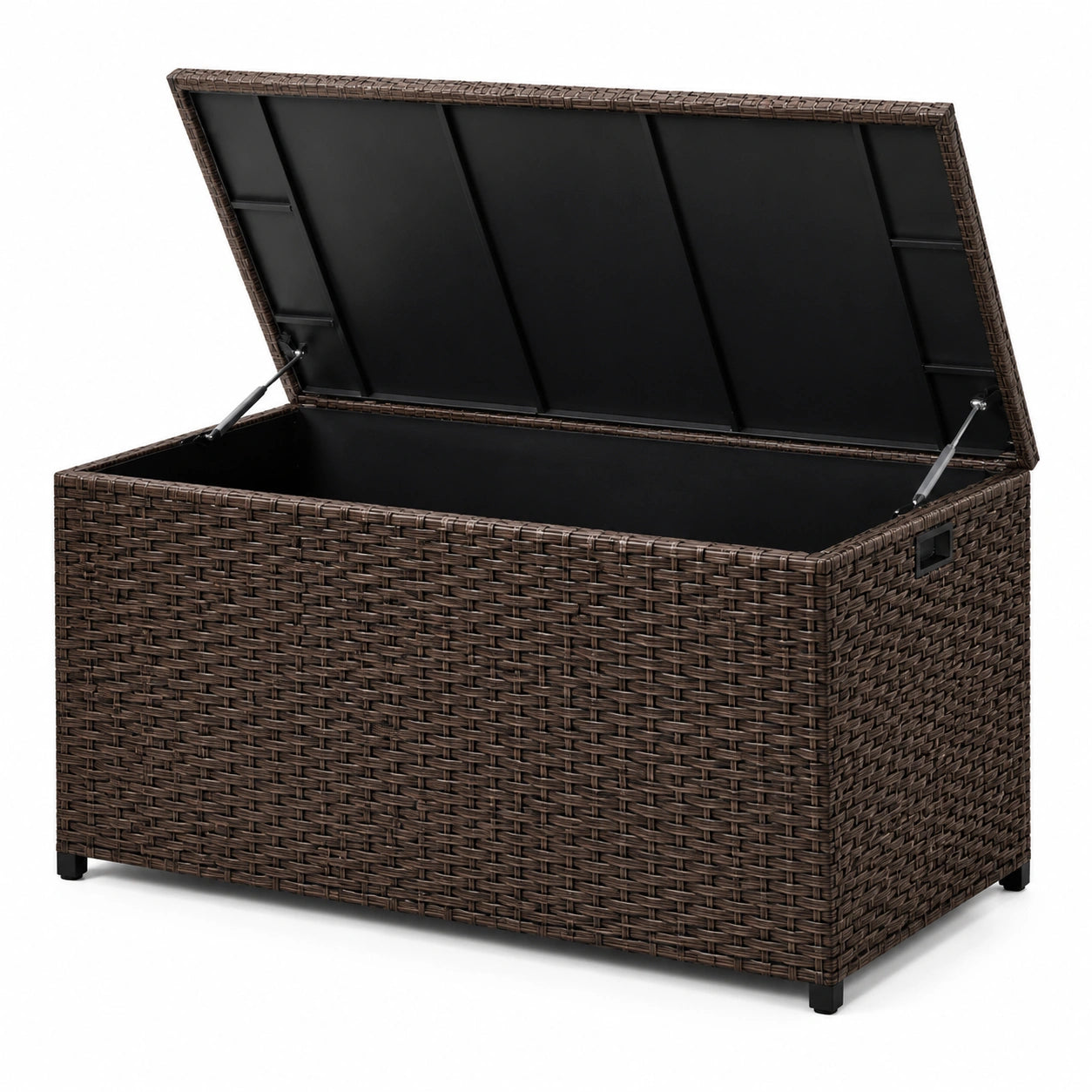 Coffre de rangement en rotin synthétique brun 120x60x60cm