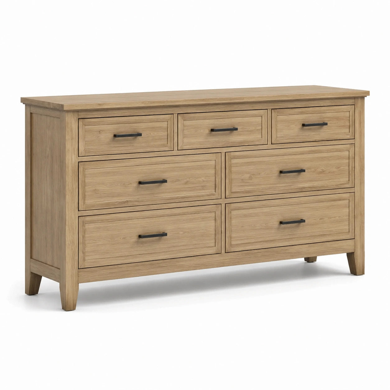Commode en bois 7 tiroirs avec poignées métalliques