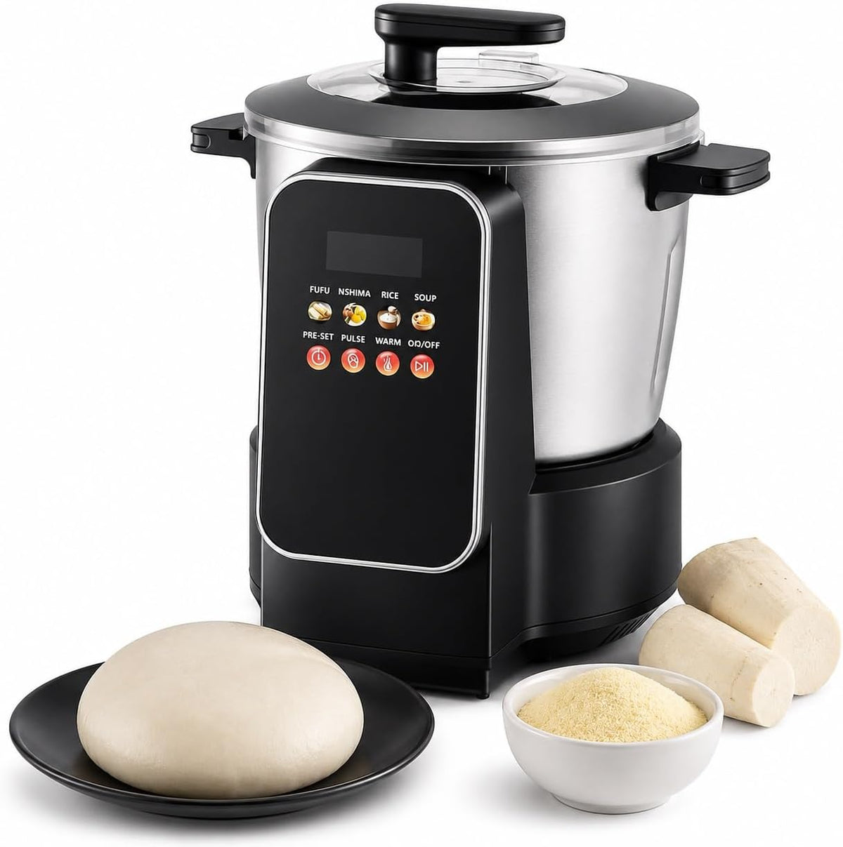 TYYZDM Robots, 900 W, 110/220 V, 900 W, 8 L, Noir, Robot Culinaire Intelligent Swallow, Machine À Piler L'igname