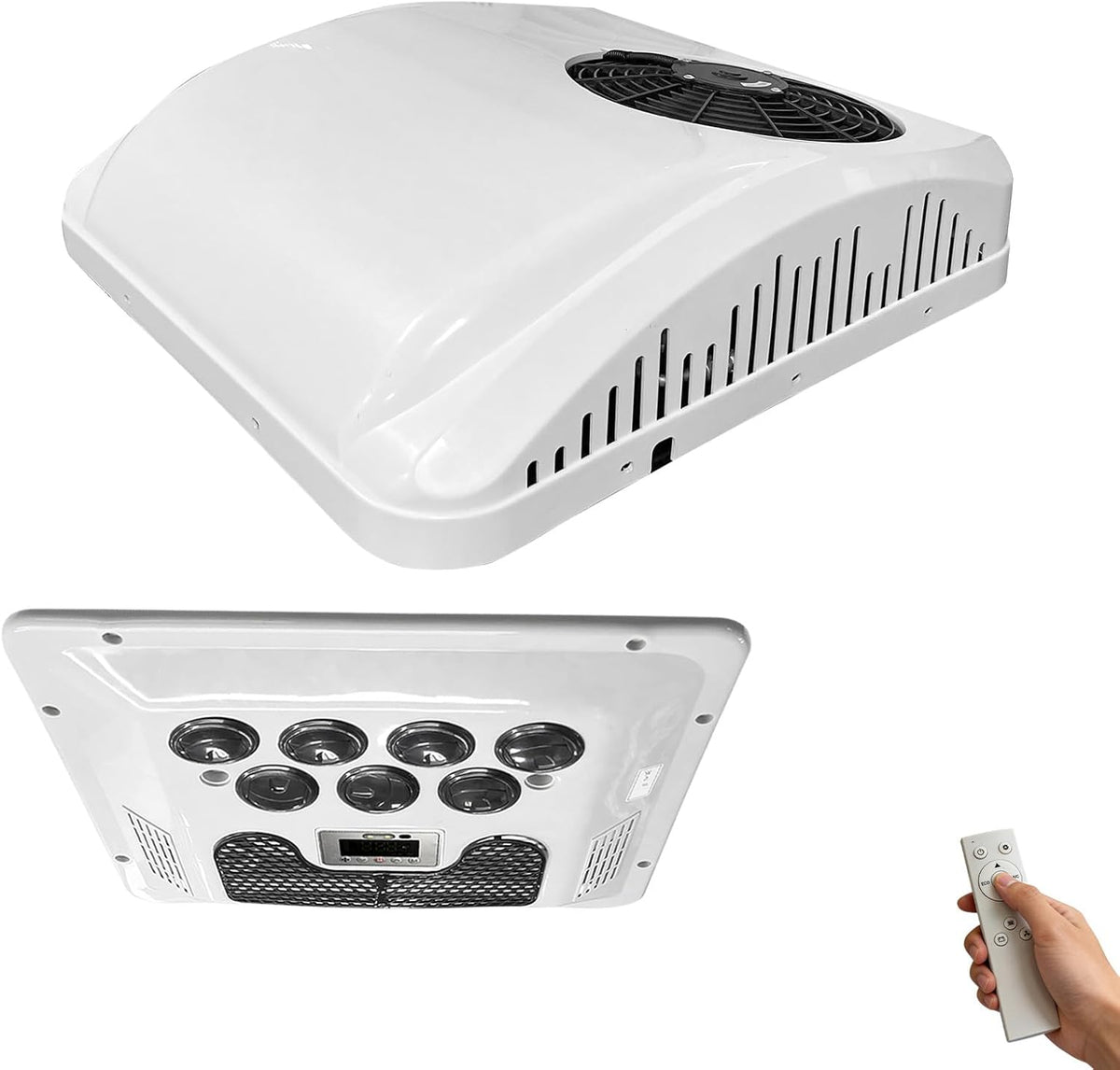 Aspligo Climatiseurs, 12 V, 8800 BTU, Blanc, Climatiseur de toit pour camping-car/ RV, chauffage et refroidissement