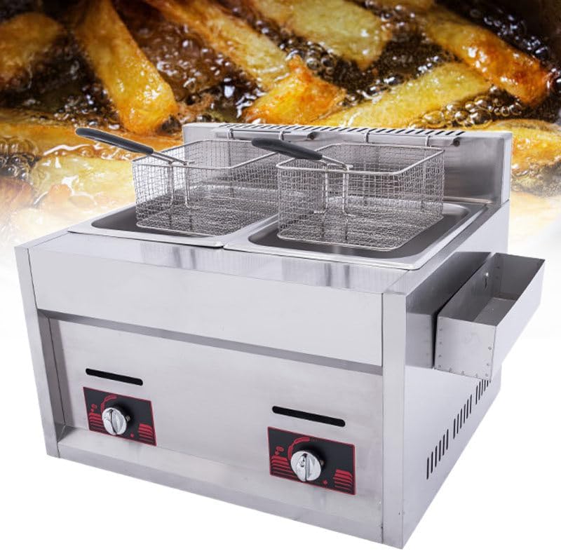 Friteuse Friteuses, 20 L, Argenté, puissance de feu réglable, comprend des paniers et des couvercles pour frites