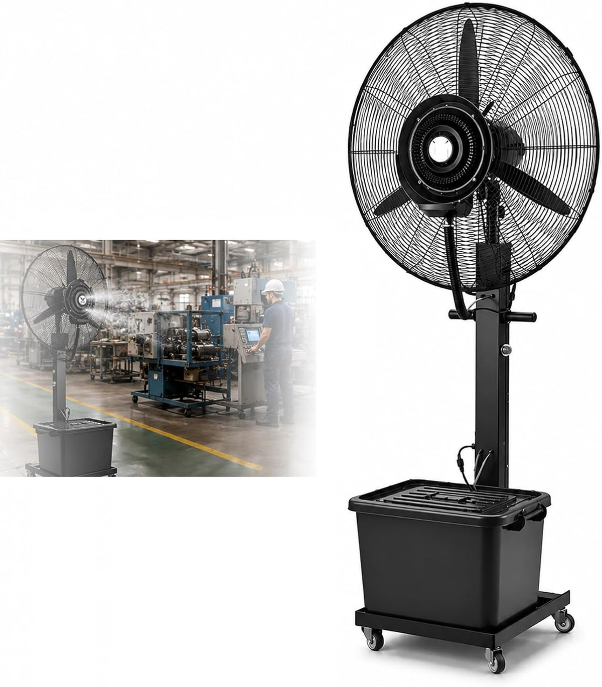 JCSRYD rafraîchisseur d'air, 260 W, 42 L, Blanc, Ventilateur Brumisateur Industriel sur Pied, Remplissage Automatique