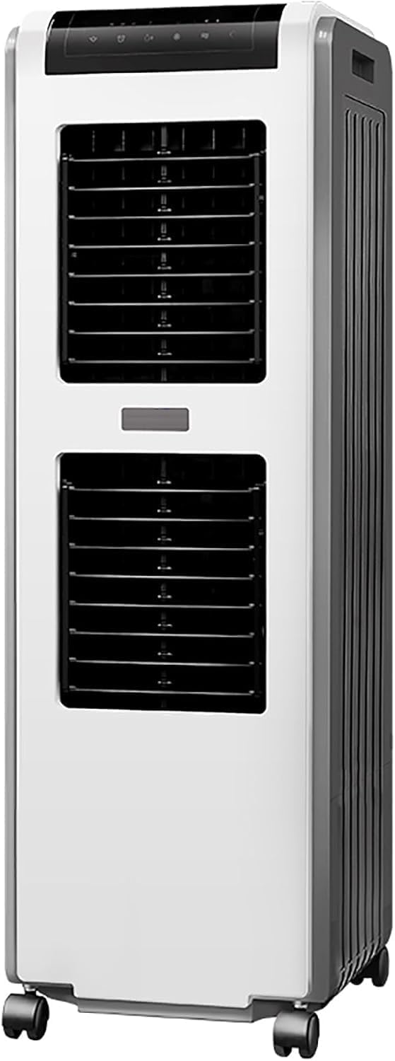 Rafraîchisseur déshumidificateur, 30 L, 115 cm, Blanc, d'air Industriel Portable 3-en-1 : Réservoir, Roues et Télécommande pour Bureau