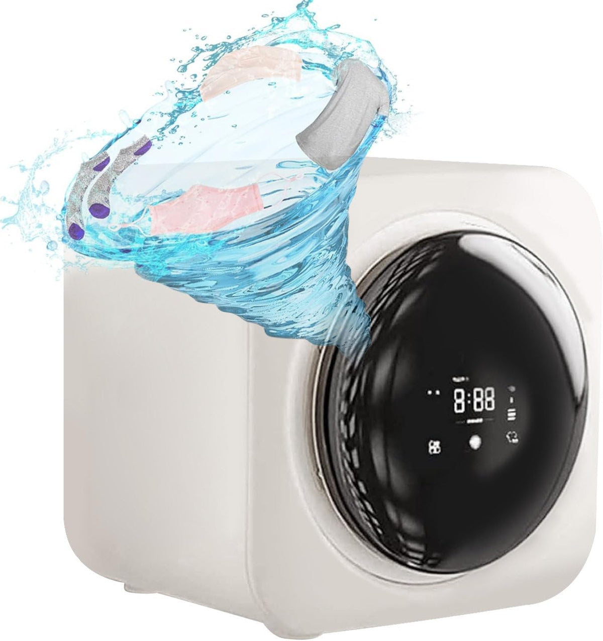 levigationlu lave-linge, 3.5 L, Blanc, Machine à Laver Entièrement Automatique, Machine à Laver Murale, écran LED/Vidange / 4 Modes