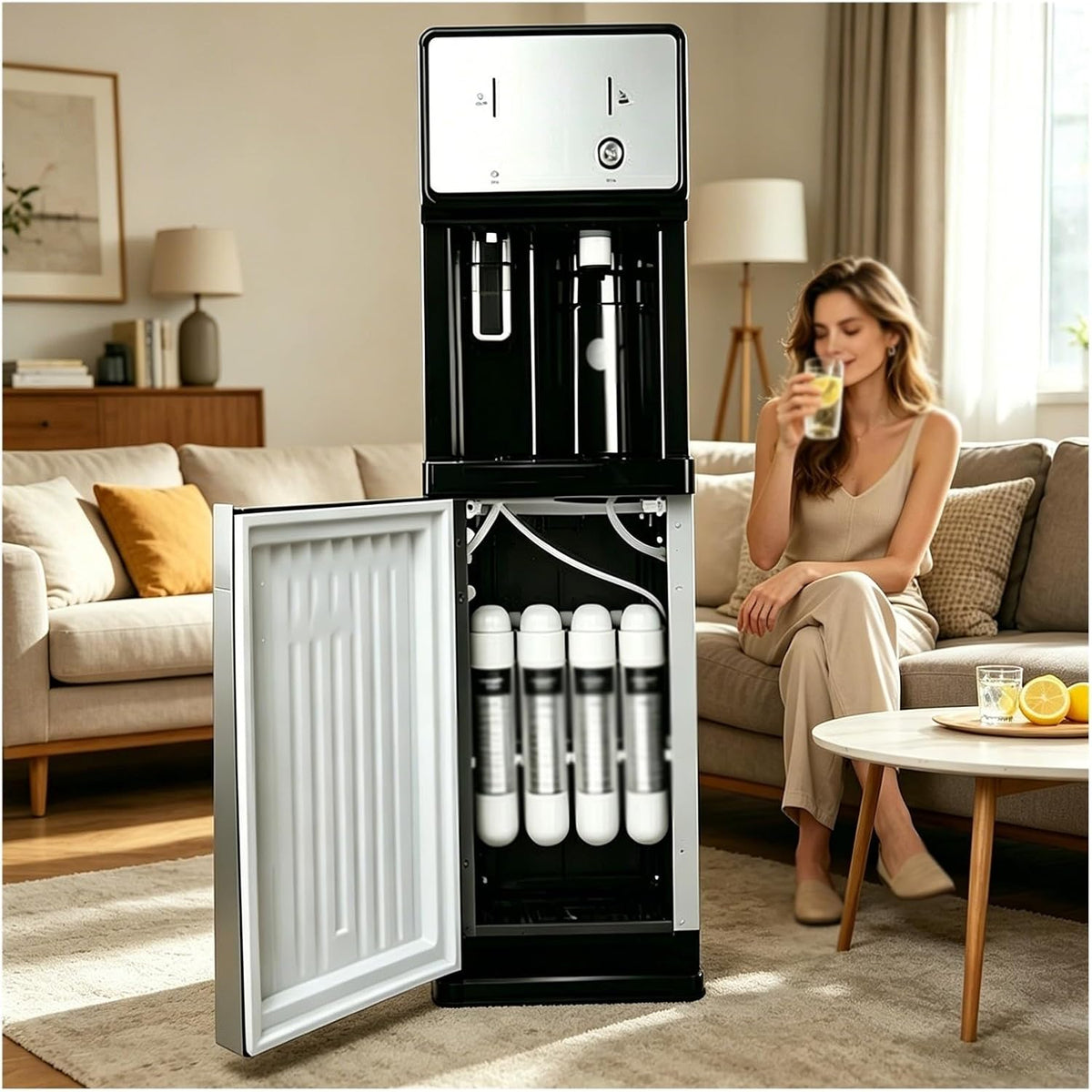 Refroidisseur fontaine à eau, Blanc, d'eau Vertical avec Purificateur Intégré