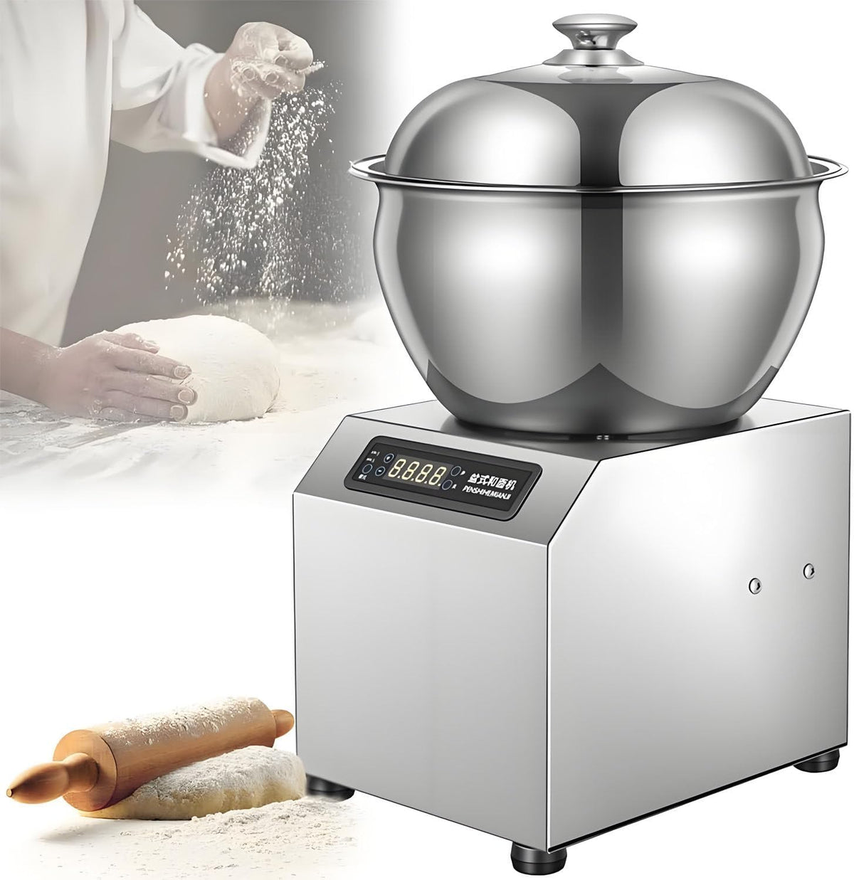 ByBoDi Robots multifonctions, 2200 W, 110 V/220 V, 1400 TR/Min, 8KG, Argenté, Machine à pétrir électrique