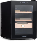 KLARSTEIN fumoir, 37 Litres, Noir, El Presidente Cave à Cigares - Humidor Thermoélectrique avec Porte Vitrée