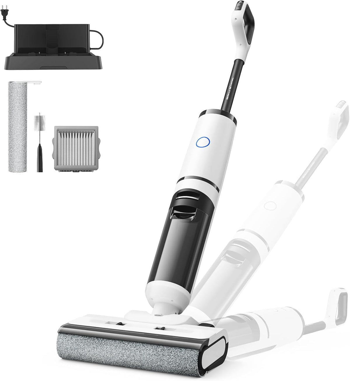 Vozascly aspirateur eau et poussière, 18kPa, 5 mm, Noir, W15 Pro Laveur aspirateur Sec et Humide, aspirateur Intelligent sans Fil 3-en-1