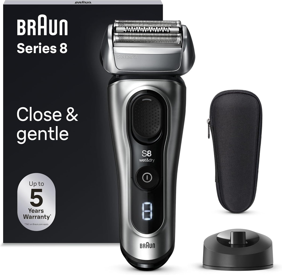 Braun Rasoirs à grille, Marron/Argenté, Series 8 8517s Rasoir Électrique Pour Homme, 4 Éléments De Rasage