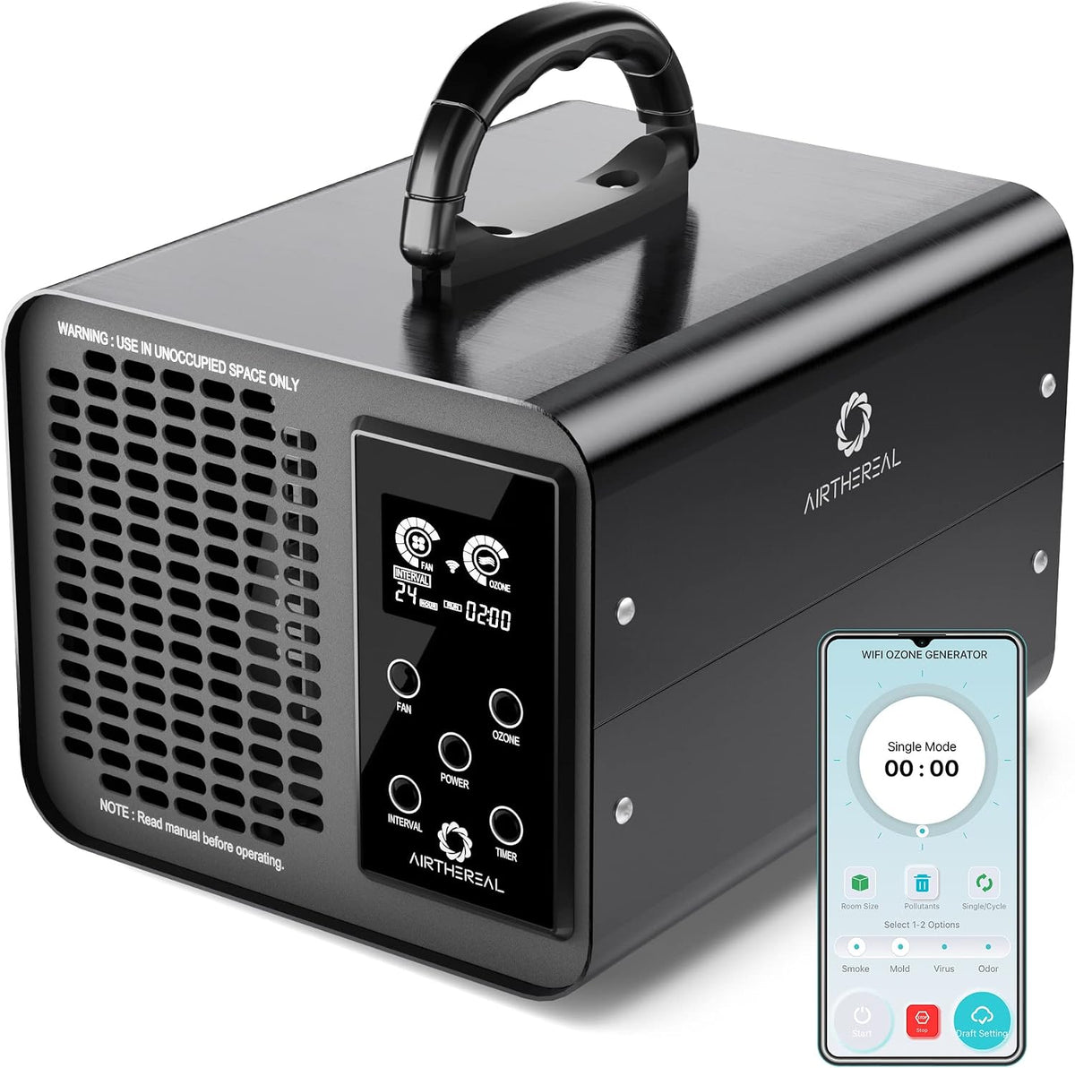AIRTHEREAL groupe électrogène, Noir, MA10K-PRO SMART Générateur d'Ozone