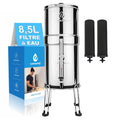 GoSal Filtres sous éviers, 8,5 Litres, Argenté/Transparent, EuroGuard® Premium - Filtre à Eau par Gravité en Acier Inoxydable 304