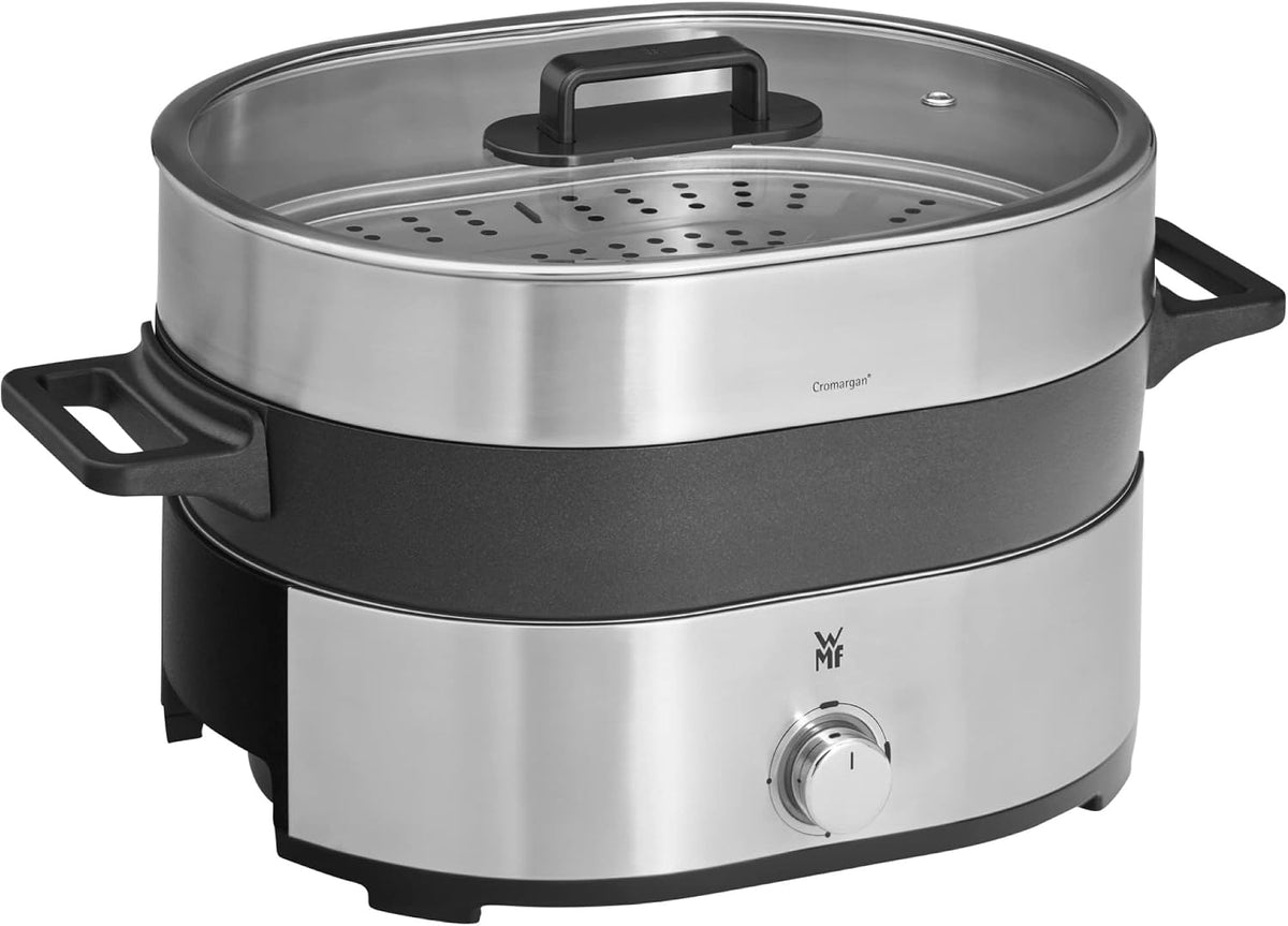 WMF Cuiseurs vapeurs électriques, 3,6 l, 1700 W, Argenté, Lono Hot Pot & cuiseur vapeur électrique, fondue chinoise pour 6 personnes