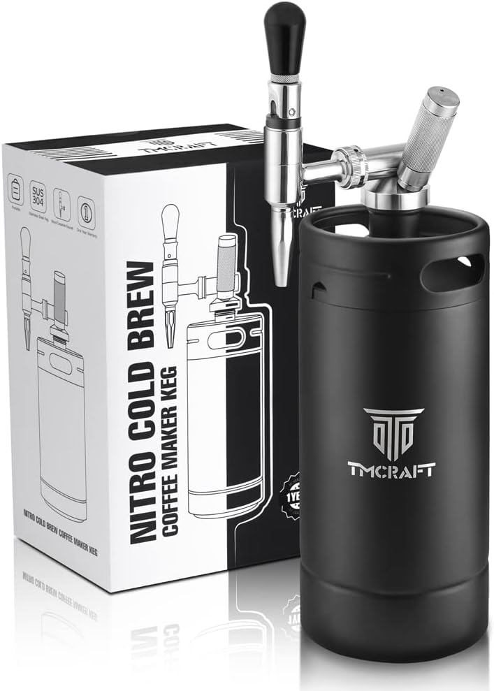 TMCRAFT machine à café, Argenté, nitro Cold Brew de 128 oz, baril à azote pour café maison