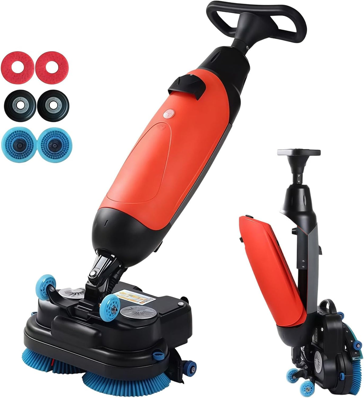 JIYINGHUI Nettoyants sol, 430 x 360 x 1 160 mm, 65-73 dB, 43 Cm, 240 Tr/Min, 7,5 L, Rouge, Autolaveuse Professionnelle Légère