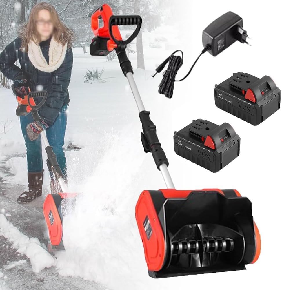 QYMLSH fraise à neige, 1200 W, 32 Cm, Noir, Souffleuse À Neige Électrique Sans Balais, Pelle À Neige Sans Fil Avec Poignée Avant Réglable