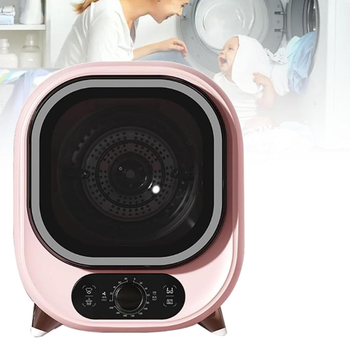 ZyKnaurral Sèche-linges avec pompe à chaleur, 0,8 kg, 450 W, Argenté/Rose, Petit sèche-Linge Portable, sèche-Linge Compact à Chargement Frontal