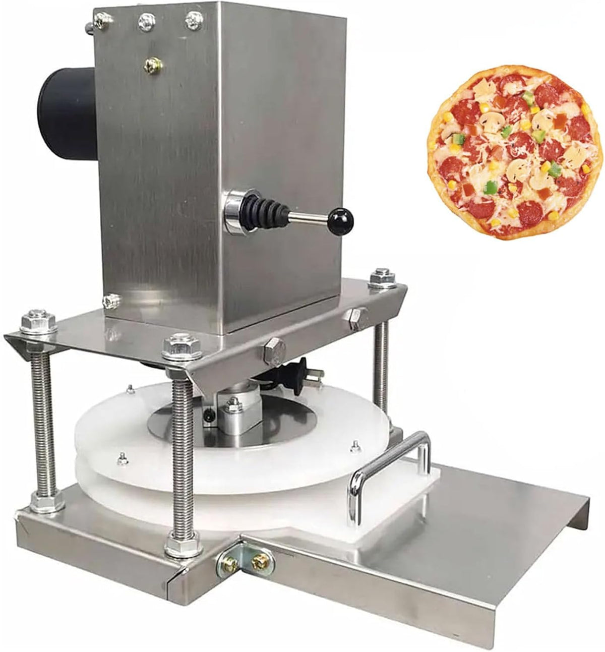 Presse Machines à pâtes manuelles, 100 W, 22 cm, acier inoxydable 201, matériau PP., Argenté, À Pizza En Acier Inoxydable