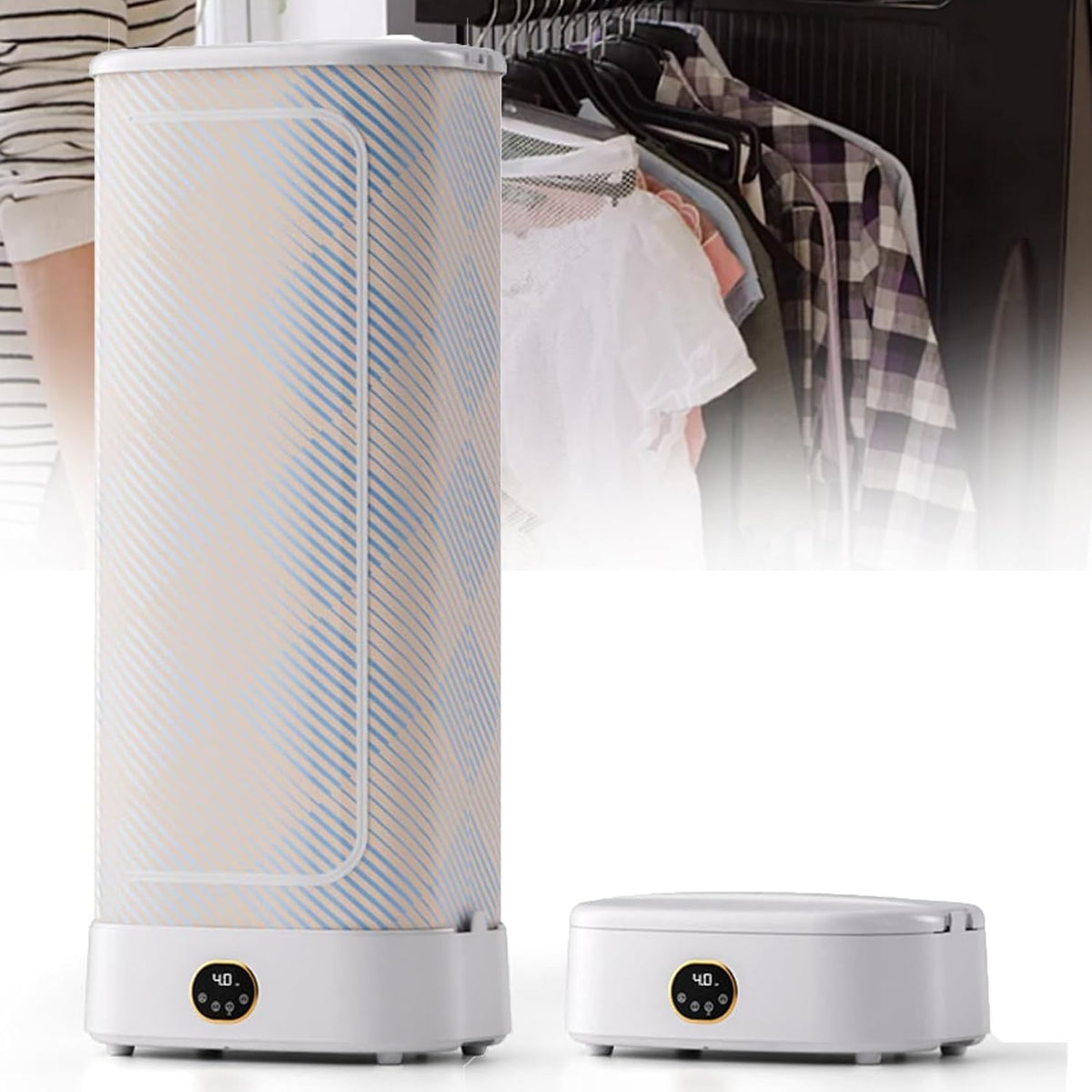 VitalisWorks Défroisseurs vapeur verticaux, Blanc, Sèche-Linge Portable, Machine à Repasser à Vapeur, Circulation d'air Chaud à 360°