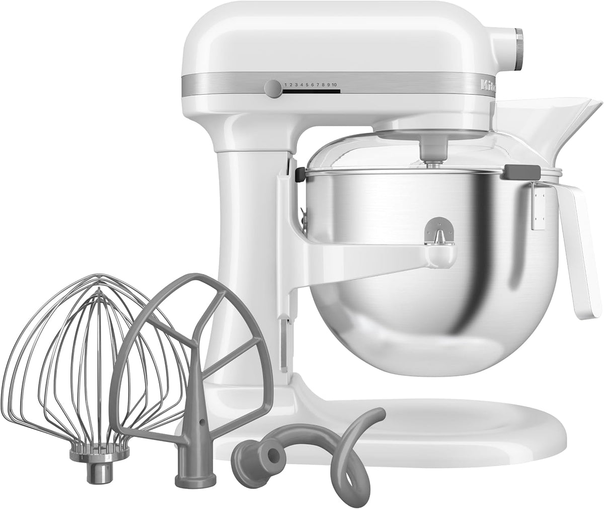 KitchenAid robot pâtissier, 6.6 L, Blanc, Professionnel Relevage Bol, Engrenages Tout Métal, 11 Vitesses, Démarrage Progressif