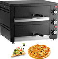 KJHYYPP four à pizza, Argenté, de comptoir en Acier Inoxydable, électrique à Deux étages, minuterie de 60 Minutes
