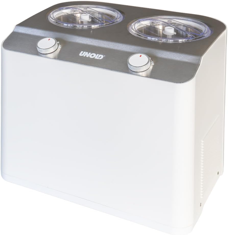 Unold sorbetière, 2,4 L, 250 W, Argenté/Blanc, Doppio Compresseur pour Acier Satin
