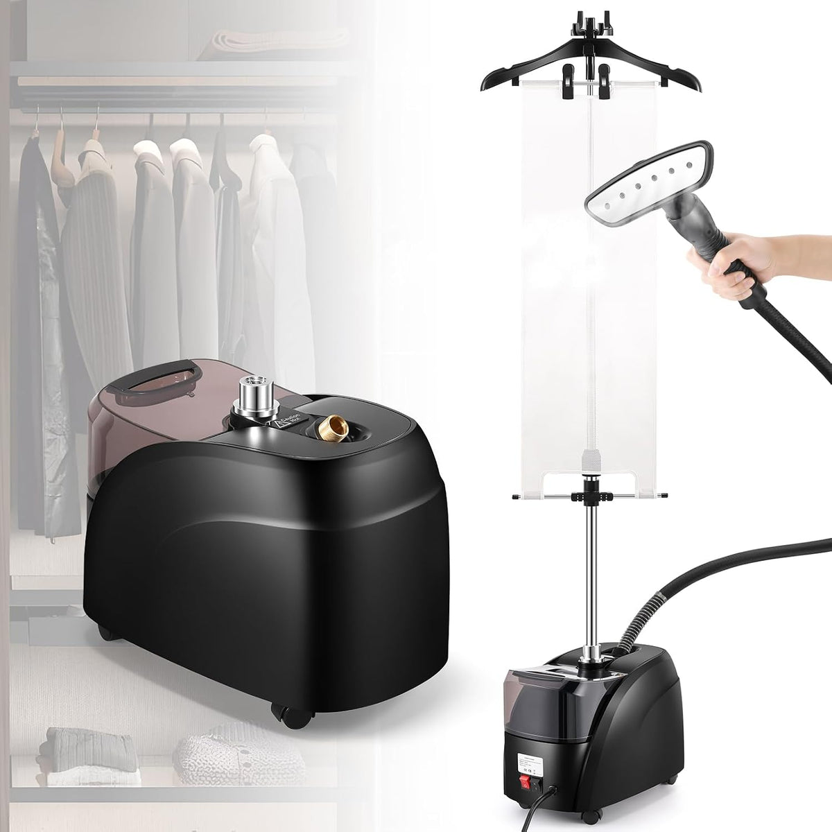 CGOLDENWALL défroisseur vapeur, Noir, professionnel pour vêtements 70 min vapeur puissante, Chauffage rapide pendant 30 secondes
