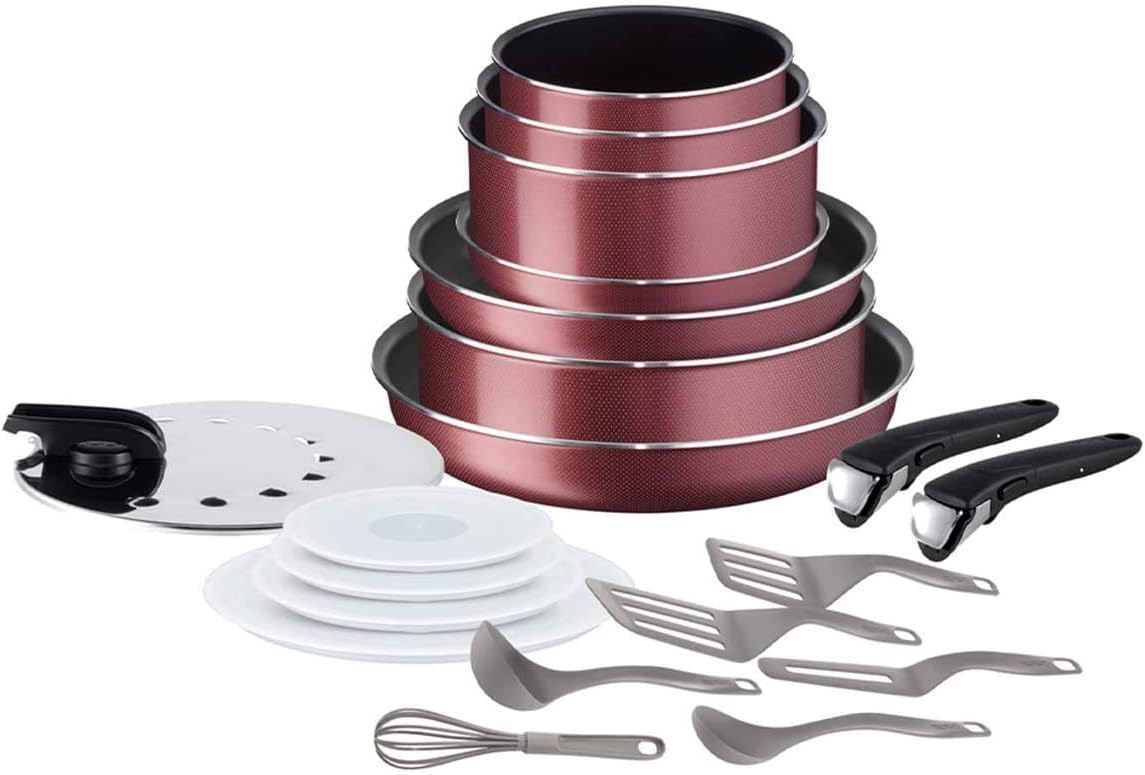 Tefal Sets de poêles, Noir, Ingénio Essential Batterie Cuisine 20 p, Tous Feux sauf Induction, Casseroles