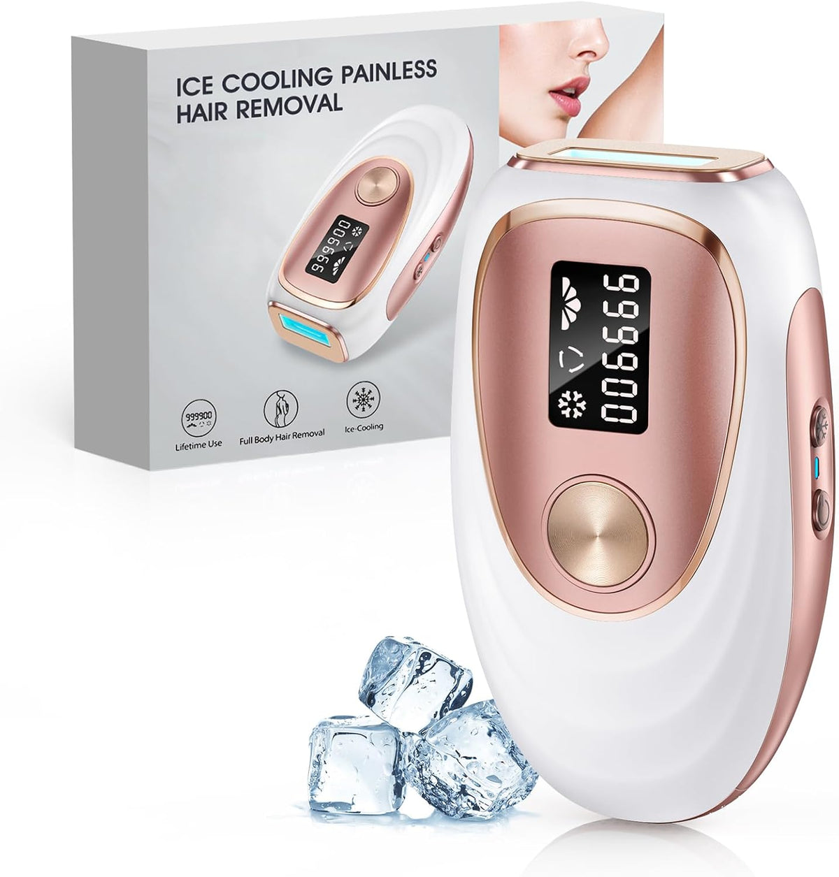 Haarlosy épilateur à lumière pulsée, Noir, Épilateur Lumière Pulsée de Refroidissement, 900 Flashes IPL Laser Épilateur Definitive