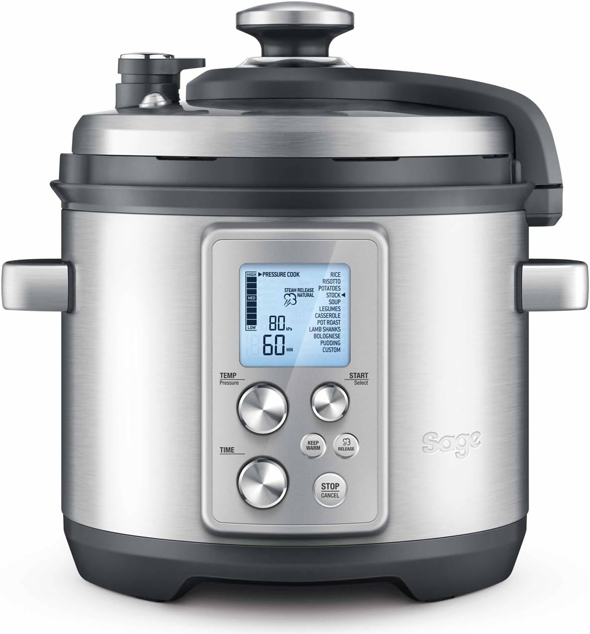 Sage épilateur à lumière pulsée, Argenté, The Fast Slow Go Pro, Acier Inoxydable Brossé, Cuisson Adaptative Pression et Lente