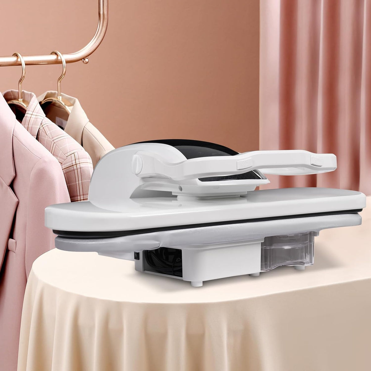 Sindipanda presse à repasser, 2 200 W., 220-240 V, 50/60 Hz., 2200 W, plastique, fer, aluminium, blanc., 4 minutes de temps de chauffage (blanc)