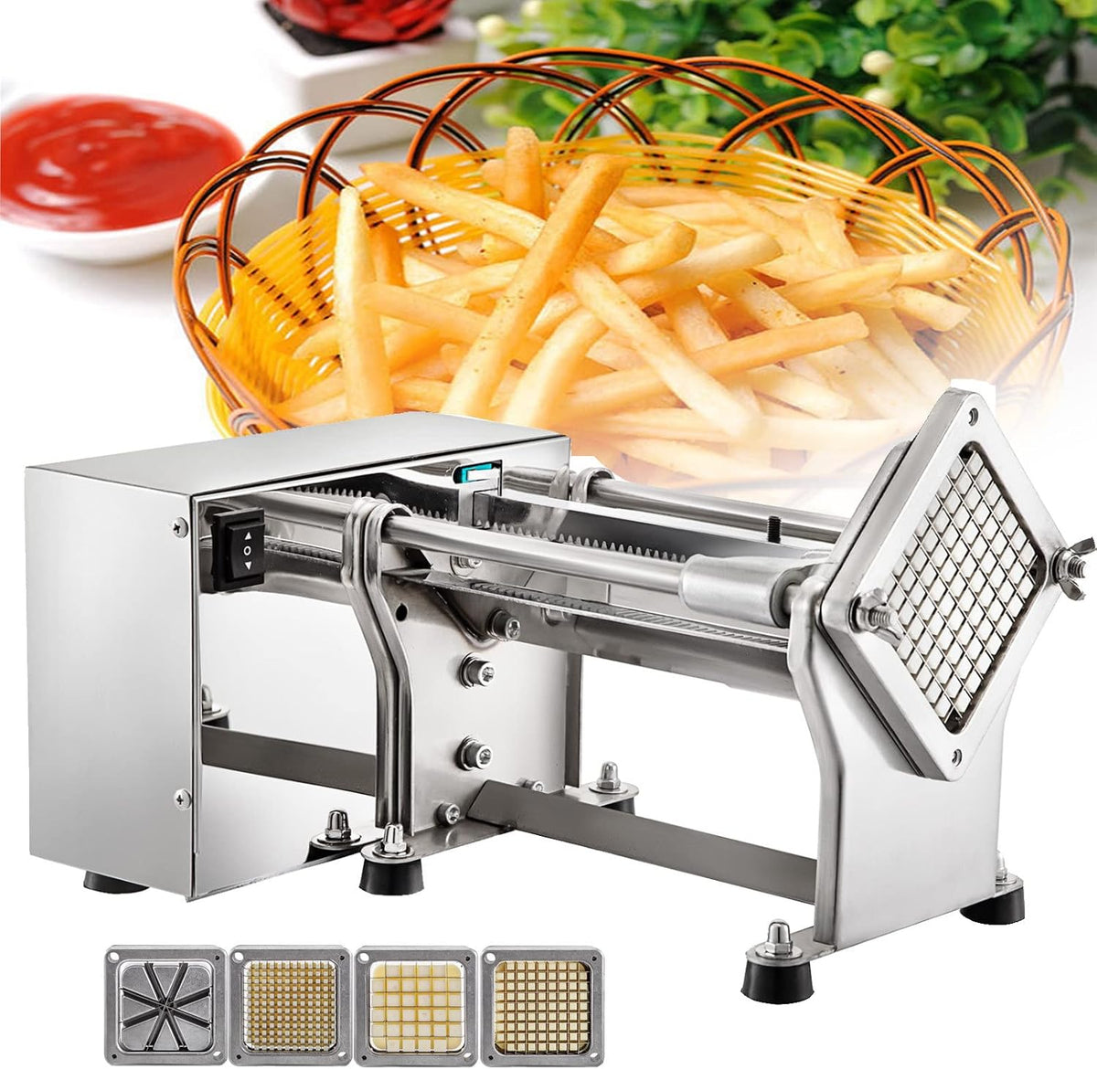 MYUYEE trancheuse électrique, Argenté, Coupe-pommes de terre électrique pour friture, trancheuse automatique industrielle