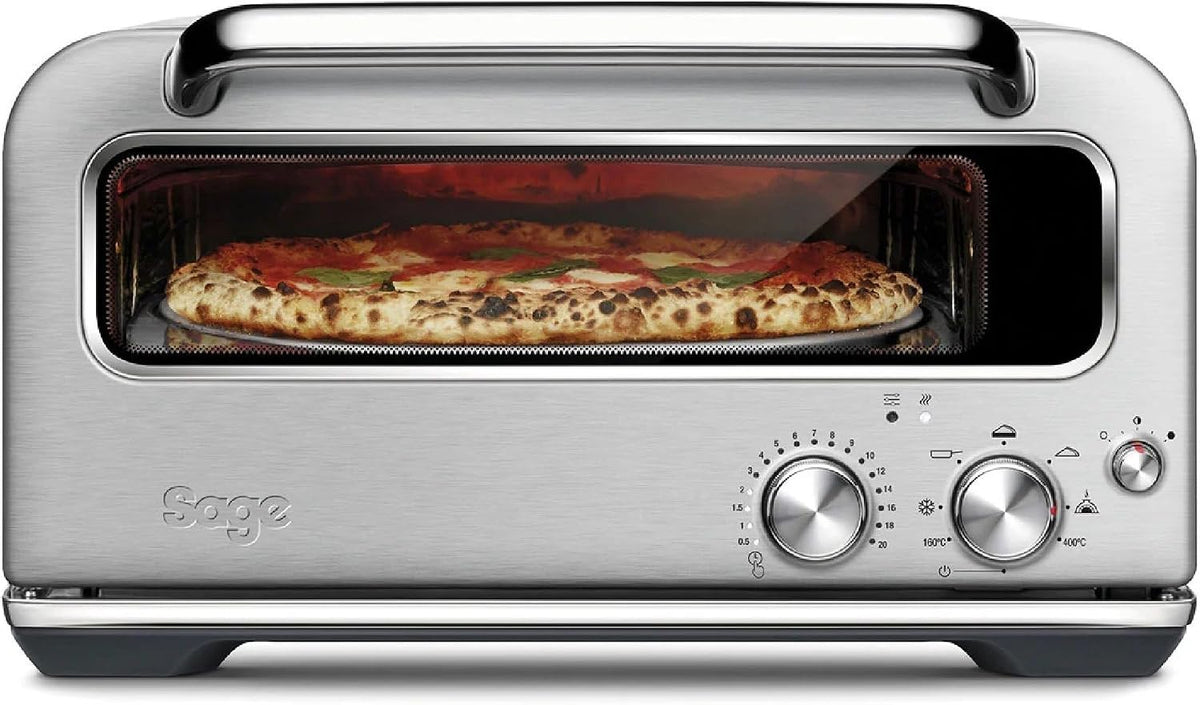 Sage four à pizza, 30 cm, Argenté, The Smart Oven Pizzaiolo, Acier Inoxydable Brossé, Jusqu'à 400°C en 2 min
