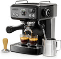 HIBREW Machines expresso à vapeur, 58 mm, 20 bar, Argenté/Noir, H10A Machine Espresso Acier Inox Noir
