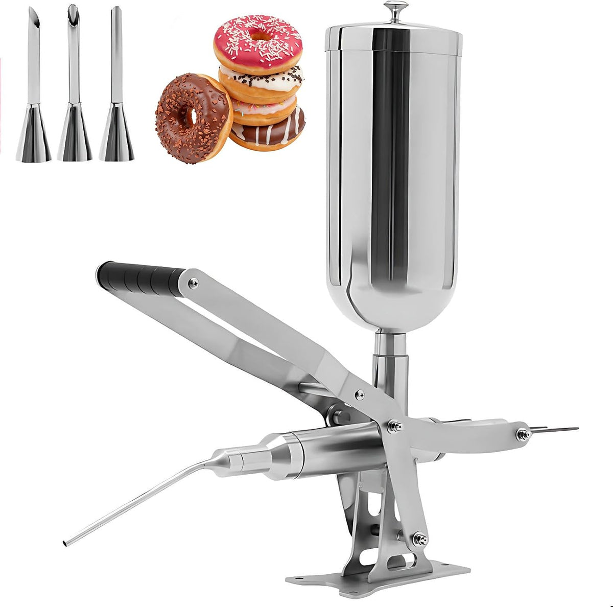 Injecteur Machines à donuts, 58 x 32 x 20 cm., 5 l., 5 L, acier inoxydable 304., Noir, Boulangeries, Cafés et Magasins de Dessert