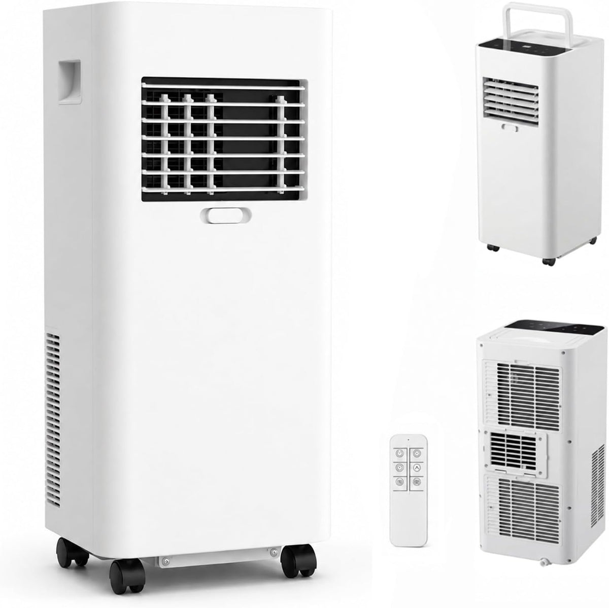 MIRRSSET climatiseur portable, 10,6 × 10,6 × 22,8 pouces, ≤45 dB(A), 7000 BTU, 45 dB, 20 m, Blanc, Climatiseur Mobile