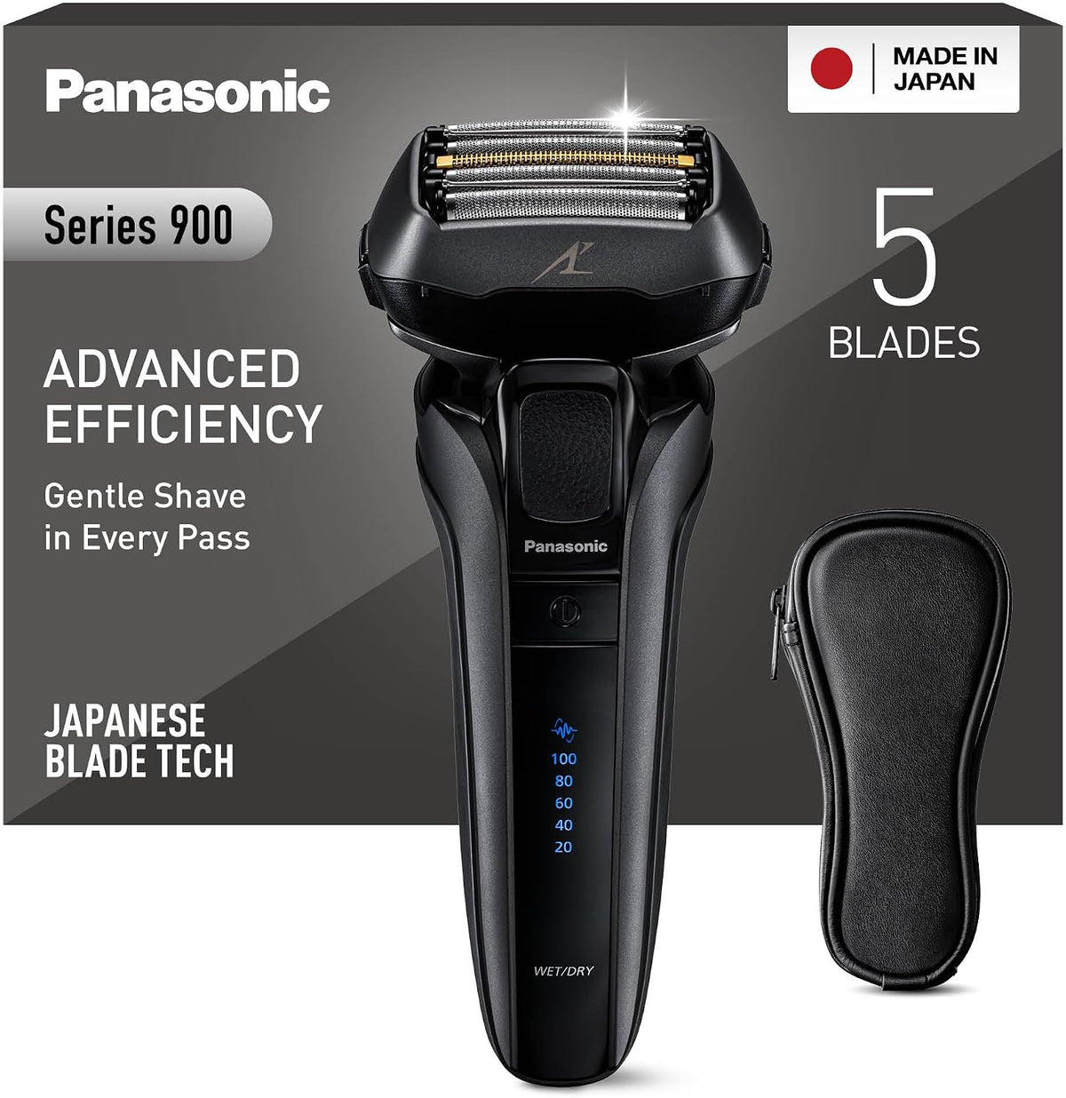 Panasonic Rasoirs à grille, Noir, ES-LV6U-K803 Rasoir Électrique 5-Lames Pour Hommes, Rasoir Sans Fil Humide Et Sec